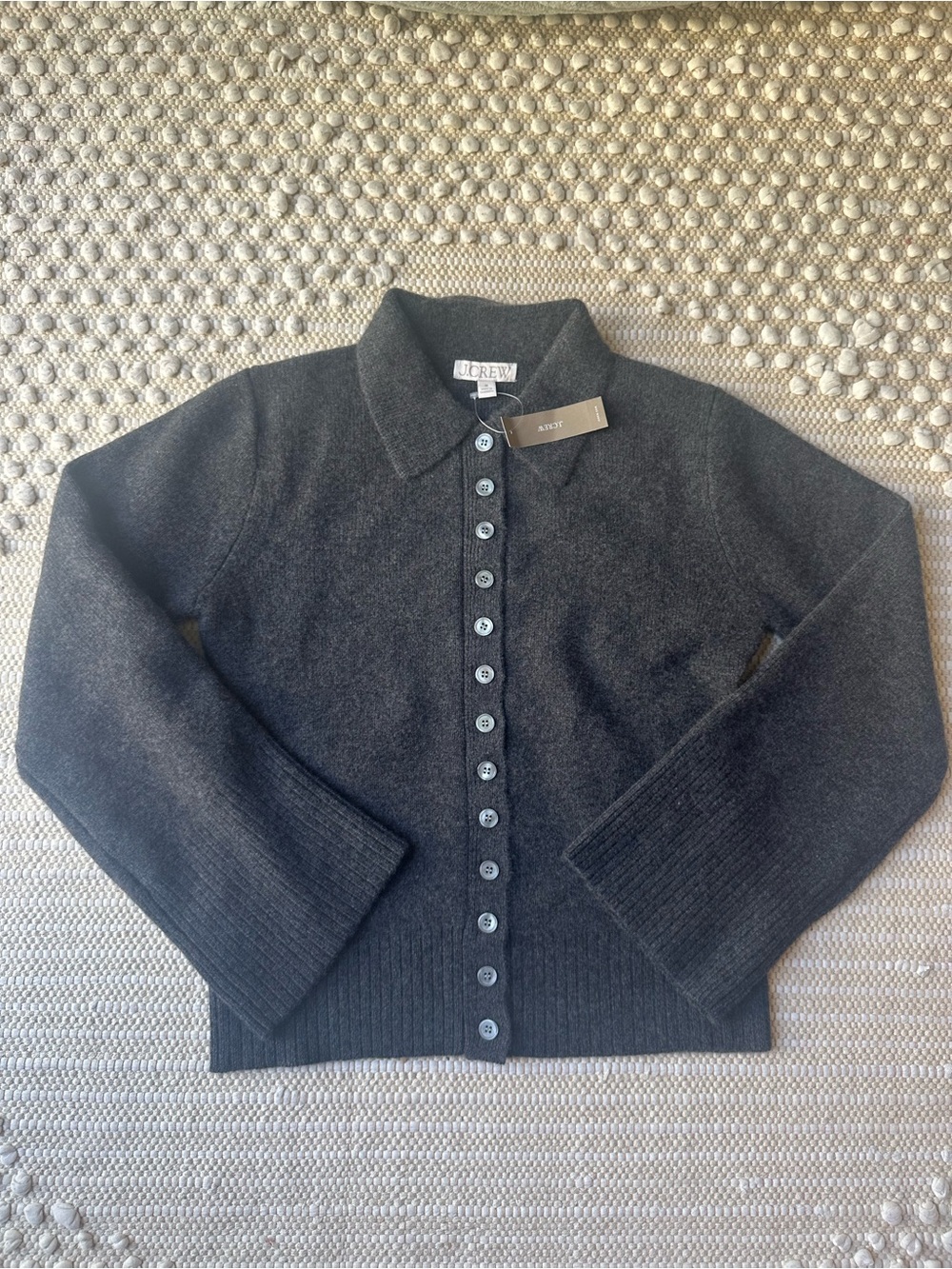 Jcrew Milano-Stitch Cinched-Waist Cardigan Grey Size M